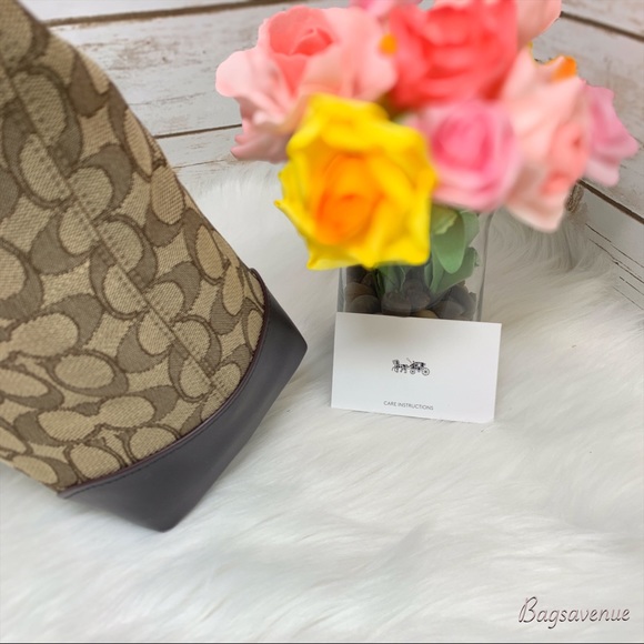 Coach signature zip tote khaki brown tote shoulder - Picture 4 of 8